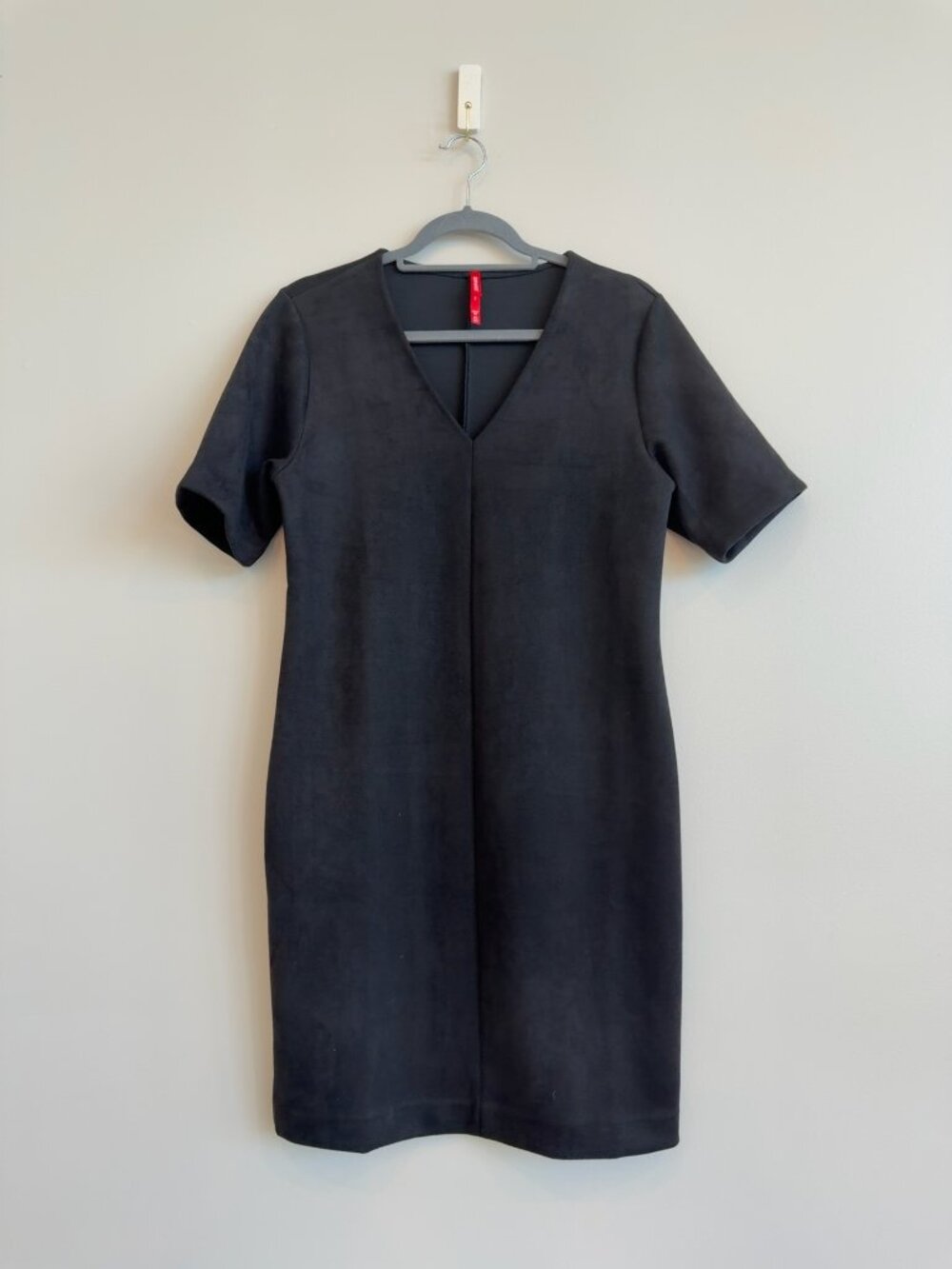 SPANX Black Faux Suede Stretch Sheath Dress | Medium